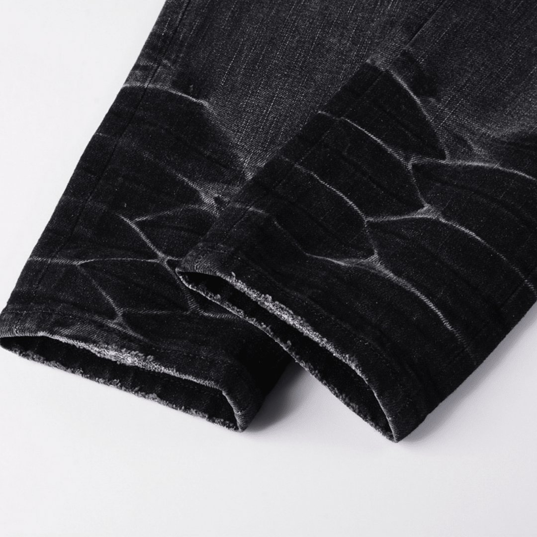 Amr Staggered Black Jeans