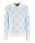 Blaue Strickjacke