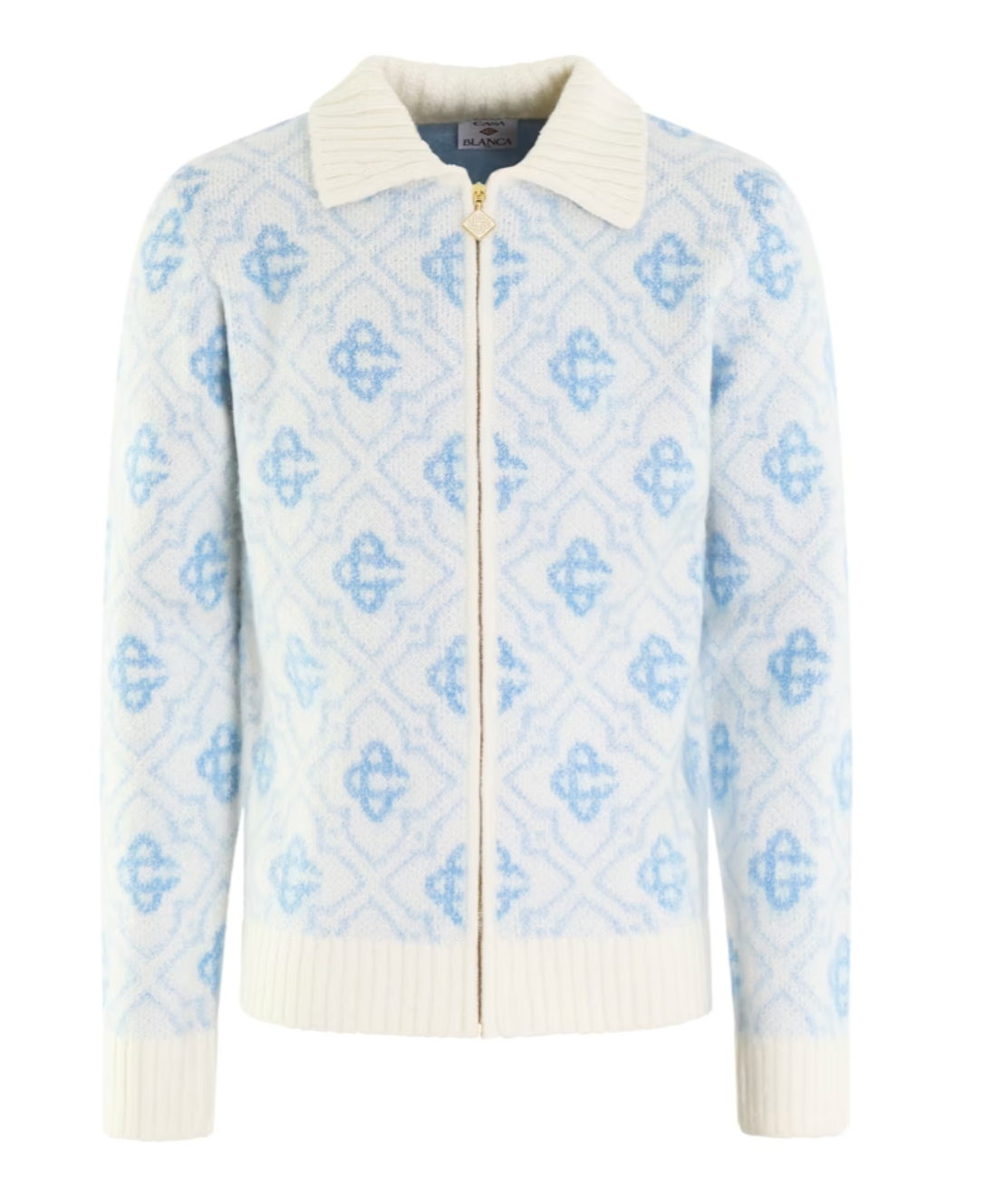 Blaue Strickjacke