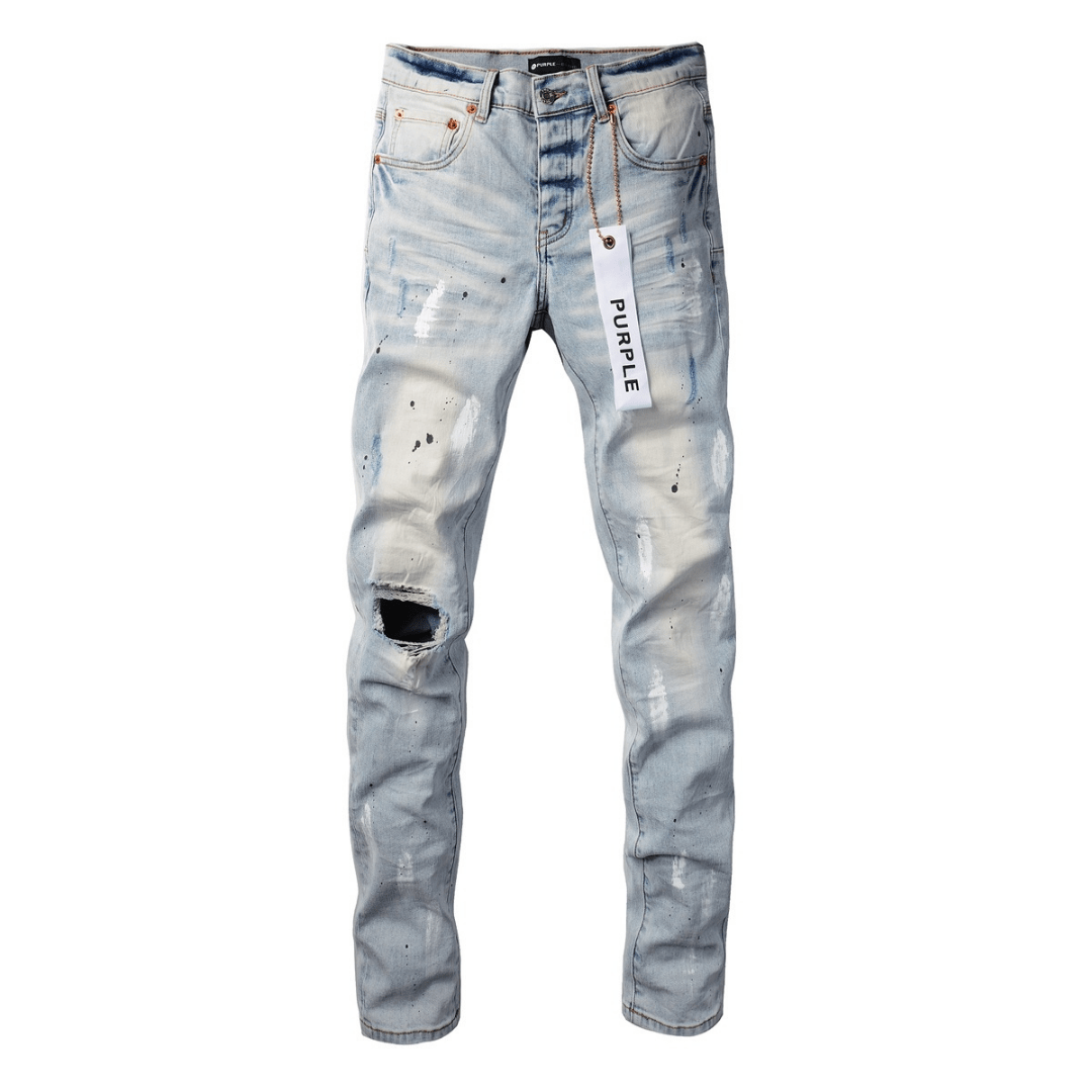 Purple Paint Light Blue Jeans