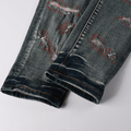 Purple Red Distressed Patch Jeans