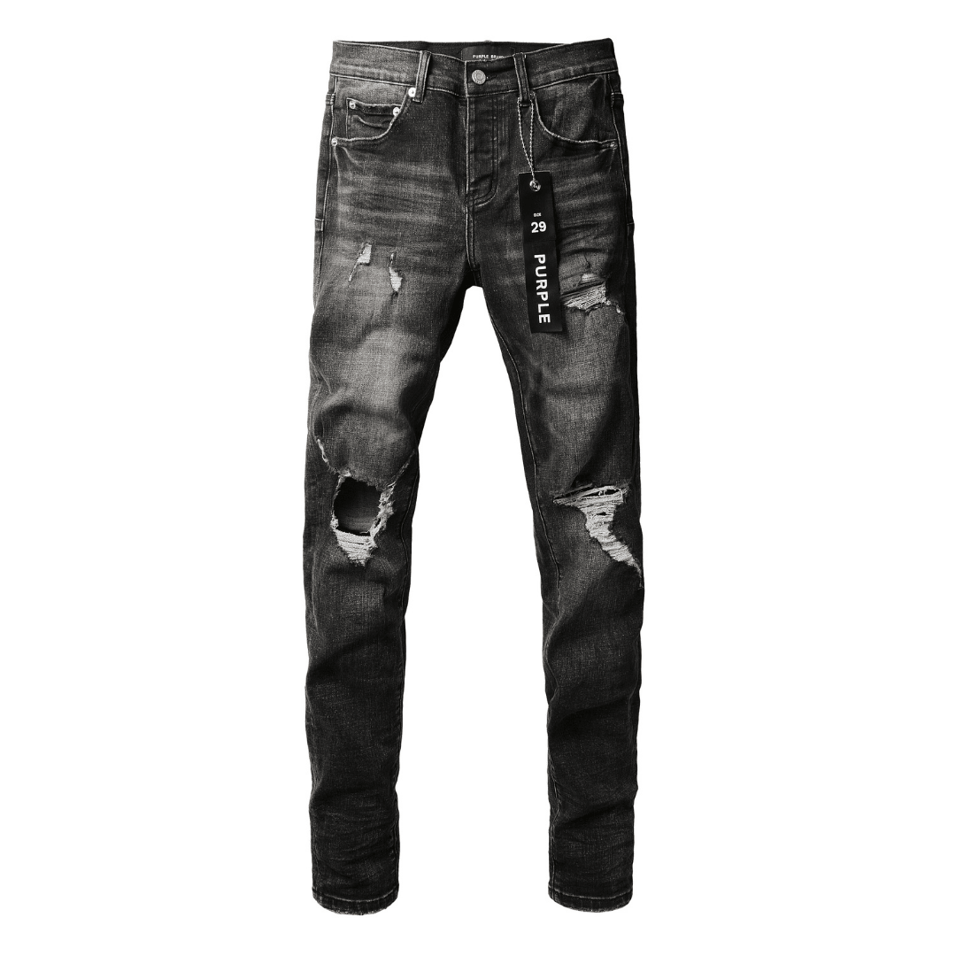 Purple Ripped Grey Black Jeans