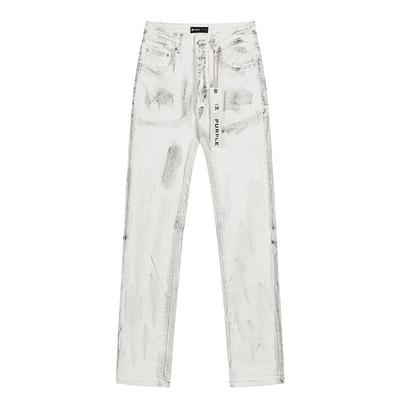 Purple White Distressed Jeans